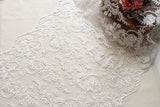 Off-White Sequin Lace Fabric/Floral Lace Fabric/Unique Bridal Lace with Sequin/Evening Dress/Wedding Dress Lace/Prom Dress Fabric/FL-81