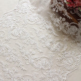 Off-White Sequin Lace Fabric/Floral Lace Fabric/Unique Bridal Lace with Sequin/Evening Dress/Wedding Dress Lace/Prom Dress Fabric/FL-81