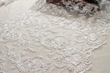 Off-White Sequin Lace Fabric/Floral Lace Fabric/Unique Bridal Lace with Sequin/Evening Dress/Wedding Dress Lace/Prom Dress Fabric/FL-81