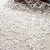 Off-White Sequin Lace Fabric/Floral Lace Fabric/Unique Bridal Lace with Sequin/Evening Dress/Wedding Dress Lace/Prom Dress Fabric/FL-81