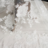 Off-White Lace Fabric/Floral Lace Fabric/Unique Bridal Lace/Evening Dress/Lace Wedding Dress/Prom Dress Fabric/FL-82