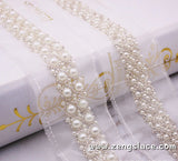 pearl beaded Trim/bridal sash trim/jewelry trim/pearl beading trim/luxury trim/heavy beading trim/beaded strip/DL-22