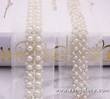 pearl beaded Trim/bridal sash trim/jewelry trim/pearl beading trim/luxury trim/heavy beading trim/beaded strip/DL-22