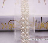 pearl beaded Trim/bridal sash trim/jewelry trim/pearl beading trim/luxury trim/heavy beading trim/beaded strip/DL-22