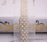 pearl beaded Trim/bridal sash trim/jewelry trim/pearl beading trim/luxury trim/heavy beading trim/beaded strip/DL-22