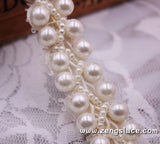 pearl beaded Trim/bridal sash trim/jewelry trim/pearl beading trim/luxury trim/heavy beading trimming/bead strip/DL-24