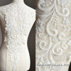 Off white Lace Wedding Dress applique/Alencon lace applique/Boho Wedding Dress/Beaded lace applique/Bridal applique/Prom Dress/ALA-32