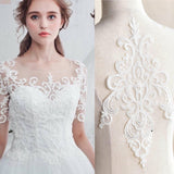 Bridal Lace Applique/Off-white Alencon Lace Applique/Boho Wedding Dress Applique/Prom Dress Applique/Luxury applique/ALA-08