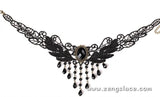 Gothic Choker Necklace/Gothic Jewelry/Steampunk Necklace/Beaded Choker/Victorian Necklace/Vampire Necklace/Gothic Decor/Lace Choker/LN-28-BL