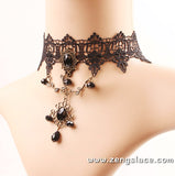 Gothic Choker Necklace/Gothic Jewelry/Steampunk Necklace/Beaded Choker/Victorian Necklace/Vampire Necklace/Gothic Decor/Lace Choker/LN-25-BL