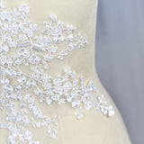 Bridal Lace Applique/Off-white Alencon Lace Applique/Boho Wedding Dress Applique/Prom Dress Applique/Luxury applique/ALA-58