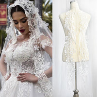 Off white Lace Wedding Dress/Boho Wedding Dress/Alencon lace applique/Bridal applique for a pair of 2/Prom Dress/Evening Dress/ALA-64