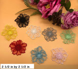 Flower lace applique/Cute Patches/Floral Lace Applique/Lace Patch, two layers lace flower applique, priced by pair  LA-54