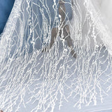 Off-White Lace Wedding Dress Fabric/Luxury Evening Dress Fabric with Plants Embroidered/Unique Bridal Lace Fabric/FL-38