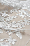 Off-White Bridal Lace Fabric with Floral Embroidery/Prom Dress Fabric/Evening Dress/Lace Wedding Dress/Unique Bridal Lace/FL-61