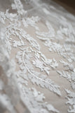 Off-White Bridal Lace Fabric with Floral Embroidery/Prom Dress Fabric/Evening Dress/Lace Wedding Dress/Unique Bridal Lace/FL-61