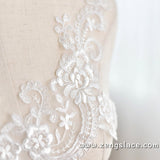 Bridal Lace Applique/Off-white Alencon Lace Applique/Boho Wedding Dress Applique/Prom Dress Applique/Luxury applique/ALA-22