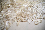 Embroidered Lace Fabric/Prom Dress Fabric/Evening Dress/Lace Wedding Dress/Unique bridal lace fabric/Floral lace fabric/Gold lace/FL-67