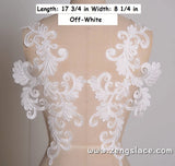 Bridal Lace Applique Pair/Off-white Alencon lace Applique/Boho Wedding Dress Applique/Prom Dress Applique/Luxury Applique/ALA-26