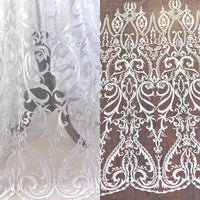 Off-White Bridal Lace Fabric Embroidered with Victorian Pattern/Unique Bridal Lace/Lace Wedding Dress/Evening Dress/Prom Dress Fabric/FL-55