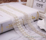 pearl beaded Trim/bridal sash trim/jewelry trim/pearl beading trim/luxury trim/heavy beading trim/beaded strip/DL-22