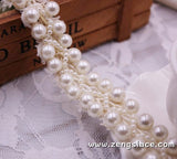 pearl beaded Trim/bridal sash trim/jewelry trim/pearl beading trim/luxury trim/heavy beading trimming/bead strip/DL-24