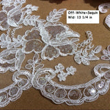 Off-White Alencon lace trim/Lace Wedding Dress Lace Fabric/Boho Wedding Dress/Prom Dress/Boho Dress/Bridal Veil Lace/Lace By the yard/AL-56