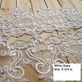 Alencon lace trim/Lace Wedding Dress Lace Fabric/Boho Wedding Dress/Prom Dress/Boho Dress/Bridal Veil Lace/Sequin Lace Trim/Zengslace/AL-33