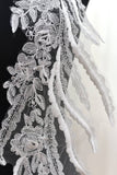 Bridal Lace Applique Pair/Off-white Alencon lace Applique/Boho Wedding Dress Applique/Prom Dress Applique/Luxury Applique/ALA-74