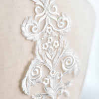 Bridal Lace Applique/Off-white Alencon Lace Applique/Boho Wedding Dress Applique/Prom Dress Applique/Luxury applique/ALA-78