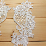 Bridal Lace Applique Pair/Off-white Alencon lace Applique/Boho Wedding Dress Applique/Prom Dress Applique/Luxury Applique/ALA-90