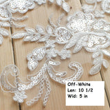 Bridal Lace Applique Pair/Off-white Alencon lace Applique/Boho Wedding Dress Applique/Prom Dress Applique/Luxury Applique/ALA-93