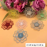 Flower lace applique/Floral Lace Applique/Lace Patch, two layers lace flower applique, priced by pair LA-53