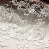 Off-White Sequin Lace Fabric/Floral Lace Fabric/Unique Bridal Lace with Sequin/Evening Dress/Wedding Dress Lace/Prom Dress Fabric/FL-81